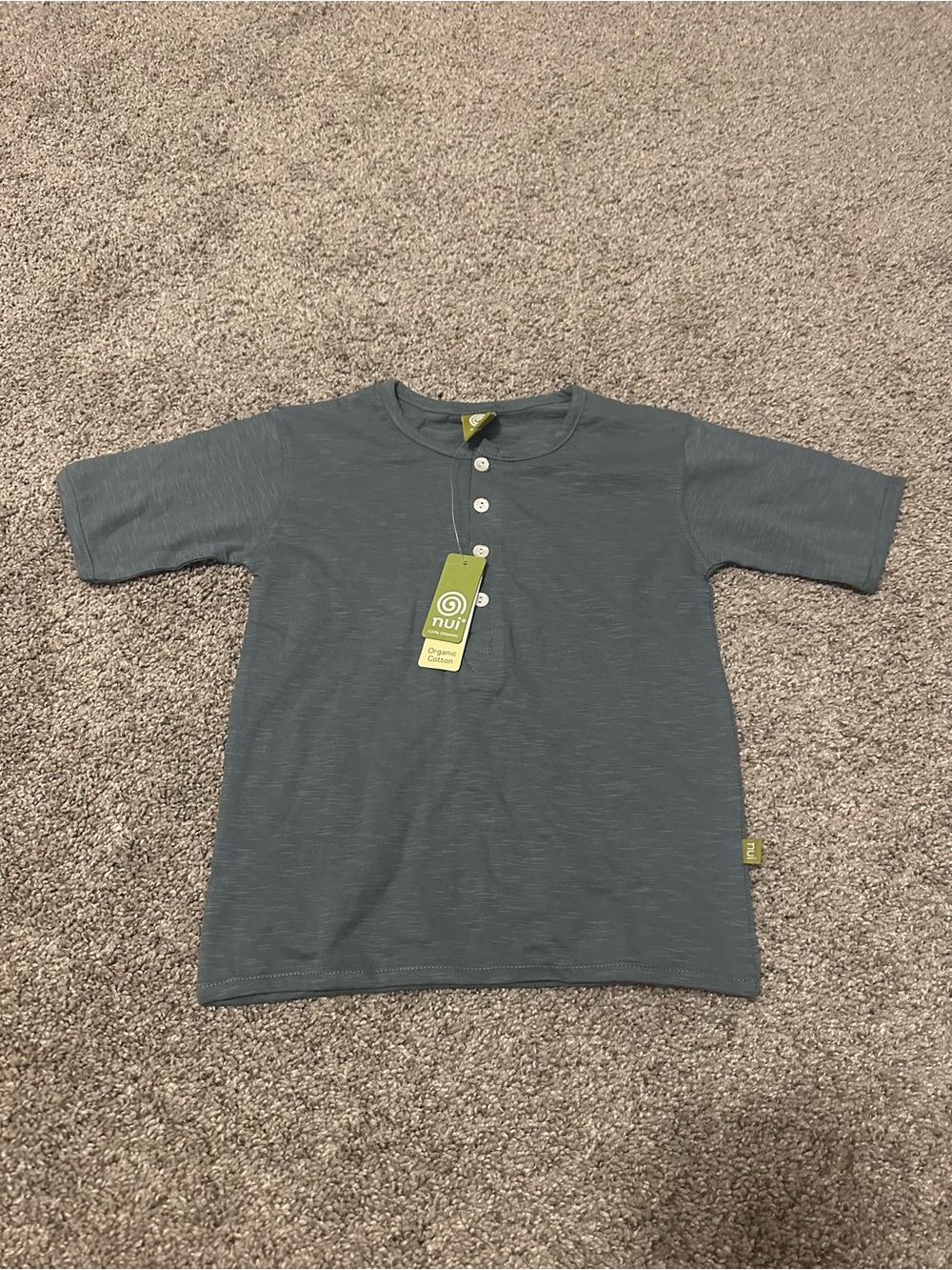 Nui Slate Blue Short Sleeve Henley Shirt